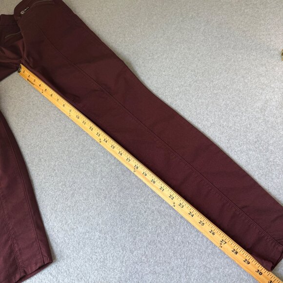 Vince Womens Shiraz Skinny Leg Moto Pants Wine Color Red Zip Detail Size 27 - Picture 12 of 14